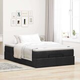 vidaXL Otomanski posteljni okvir z vzmetnico črn 120x200 cm blago | Shoptok.si