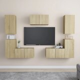TV 7-dijelni set ormarića boja hrasta sonome od iverice | shoptok.hr