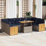 vidaXL 10-dijelni set vrtnih sofa poliratan i bagrem s jastucima sivi | shoptok.hr