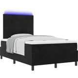 vidaXL Box Spring postelja z vzmetnico in LED črna 120x190 cm žamet | Shoptok.si
