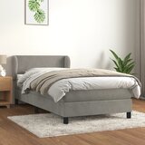 vidaXL Box spring postelja z vzmetnico svetlo siva 90x200 cm žamet Cene