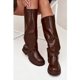Boto Insulated boots with rolled shaft and buckle chocolate Fiorae | shoptok.hr