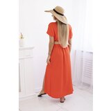 Kesi Włoski Long dress with a decorative belt dark orange | shoptok.hr