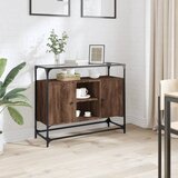 vidaXL Komoda sa staklenom površinom boja hrasta 98x35x81 cm drvena | shoptok.hr