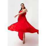 Lafaba Plus Size Evening Dress - Red - Wrapover Cene