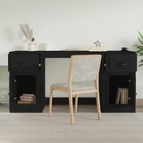  Radni stol s ormarićem crni od konstruiranog drva | shoptok.hr