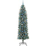 vidaXL Umetno vitko božično drevo med 300 LED Zelena in bela 240 cm | Shoptok.si