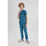 Defacto Boy Patterned Short Sleeve 2 Piece Pajama Set