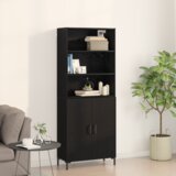 vidaXL visok hladilnik črni hrast 69.5x34x180 cm inženirski les | Shoptok.si