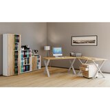 MID.YOU KOTNA PISALNA MIZA kovina, leseni material srebrne barve, medeni hrast | Shoptok.si