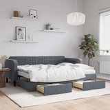  Izvlečna dnevna postelja s predali temno siva 80x200 cm žamet | Shoptok.si