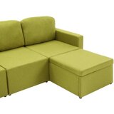 vidaXL Trosed modularni kavč z ležiščem zelen iz blaga, (20925474) | Shoptok.si