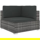 vidaXL Sekcijski kotni stol 1 kos z blazinami poli ratan siv, (20661051) | Shoptok.si