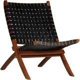 vidaXL zložljiv stol črno pravo usnje | Shoptok.si