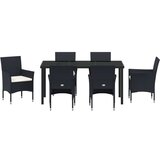 vidaXL set vrtnih stolica za blagovanje 7 kom crni poli ratan | shoptok.hr