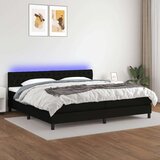  Box spring postelja z vzmetnico LED črna 200x200 cm blago, (20788832) Cene