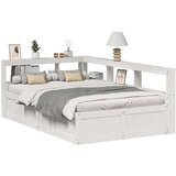  Knjižna postelja brez ležišča bela 120x190 cm trdna borovina | Shoptok.si