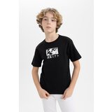 Defacto Boys' Crew Neck Printed Short Sleeve T-Shirt Cene