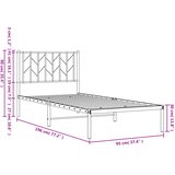  Metalni okvir za krevet s uzglavljem crni 90x190 cm | shoptok.hr