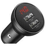 Baseus Avtopolnilec 2 x USB, 5V / 4800mA, 24W, LED zaslon, siv | Shoptok.si