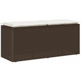 vidaXL Vrtna klop z blazino rjava 110x40x44 cm poli ratan | Shoptok.si