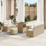 vidaXL 8-delni vrtni kavč set z blazinami bež poly rattan akacije | Shoptok.si
