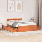 vidaXL Posteljni okvir s predali voščeno rjav 120x200 cm borovina | Shoptok.si