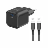 Polnilec GAN, 1xUSB-C PD 35W+C/C kabel, črn