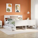 vidaXL Knjižna postelja brez vzmetnice bela 180x200 cm trdna borovina | Shoptok.si