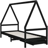  Okvir za dječji krevet s ladicama crni 90 x 200 cm od borovine | shoptok.hr