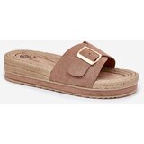 Boto Women's Platform Sandals With Gold Buckle Dark Beige Selira | Eponuda.ba