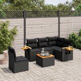 Maison Chic Seti vrtnega pohištva - Vrtna garnitura - Vrtni pohištvo set 6-delna z blazinami črna poli ratan, (21807758) | Shoptok.si