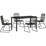 vidaXL Set za objedovanje u vrtu 5 komada Crni PVC rattan | shoptok.hr