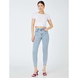 Koton Women's Clothing Slim Leg Jeans Slim Fit High Waist - Carmen Jean 3sal40027md Light Indigo | Shoptok.si