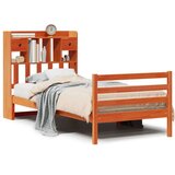 vidaXL Knjižna postelja brez vzmetnice vošč. rjava 100x200 cm borovina | Shoptok.si
