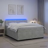 Krevet s box springom madracem i LED-om Svjetlosiva Baršun - Svjetlosiva 140 x 190 cm Prošiveno gumbima Cijene