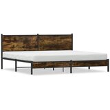 Maison Chic Kovinski Posteljni okvir - Dvoposteljna postelja - Zakonska postelja brez vzmetnice dimljen hrast 200x200cm, (21693031) | Shoptok.si
