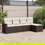 Maison Chic Seti vrtnega pohištva - Vrtna garnitura - Vrtni pohištvo set 5-delna z blazinami rjav poli ratan, (21820910) | Shoptok.si