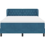 vidaXL Postelja z vzmetnico v temno modri barvi 160x200 cm iz žameta | Shoptok.si