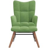 vidaXL Stolica za ljuljanje s osloncem za noge svjetlozelena baršun | shoptok.hr