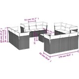  13-dijelni set vrtnih sofa s jastucima smeđi od poliratana | shoptok.hr