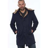 Dewberry PLT8399 SUEDE LOOK MEN'S COAT-PLAIN NAVY BLUE Cene