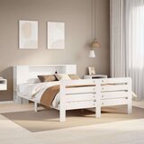 vidaXL Posteljni okvir brez vzmetnice bel 150x200 cm trdna borovina | Shoptok.si