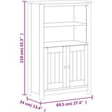  Kupaonski ormarić BERG bijeli 69 5x34x110cm od masivne borovine | shoptok.hr