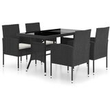  5-dijelni vrtni blagovaonski set od poliratana crni | shoptok.hr