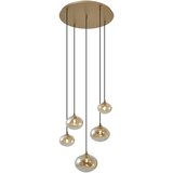 QAZQA Art Deco viseča svetilka zlata z jantarnim steklom - Jia | Shoptok.si