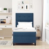 Box Postelja z vzmetnico modra 90x200 cm tkanina, (22083628) | Shoptok.si
