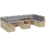 vidaXL 11 delna vrtna kavčna garnitura s blazinami, bež, poli ratan | Shoptok.si