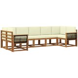 vidaXL Zunanja garnitura za sedenje z blazino 7 pcs Naravna in smetana, (5000279722) | Shoptok.si