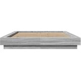  Okvir za krevet s LED svjetlima boja hrasta 135 x 190 cm drveni Siva | shoptok.hr